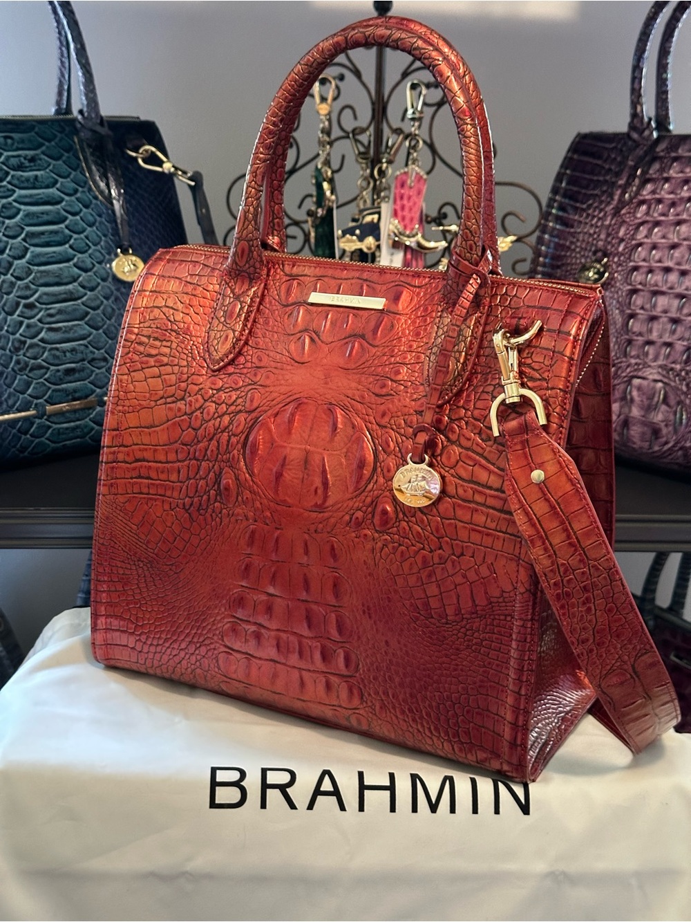 Sale Today !! Brahmin Chili Large Caroline Satchel - Picture 2 of 14